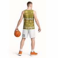 Yellow Hawaii Palm Tree Hibiscus Basketball Jersey Fantasy Summer Vibe LT01 - Polynesian Pride
