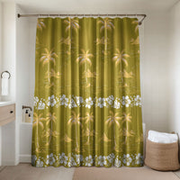 Yellow Hawaii Palm Tree Hibiscus Bathroom Set Fantasy Summer Vibe LT01 Shower Curtain Only Yellow - Polynesian Pride