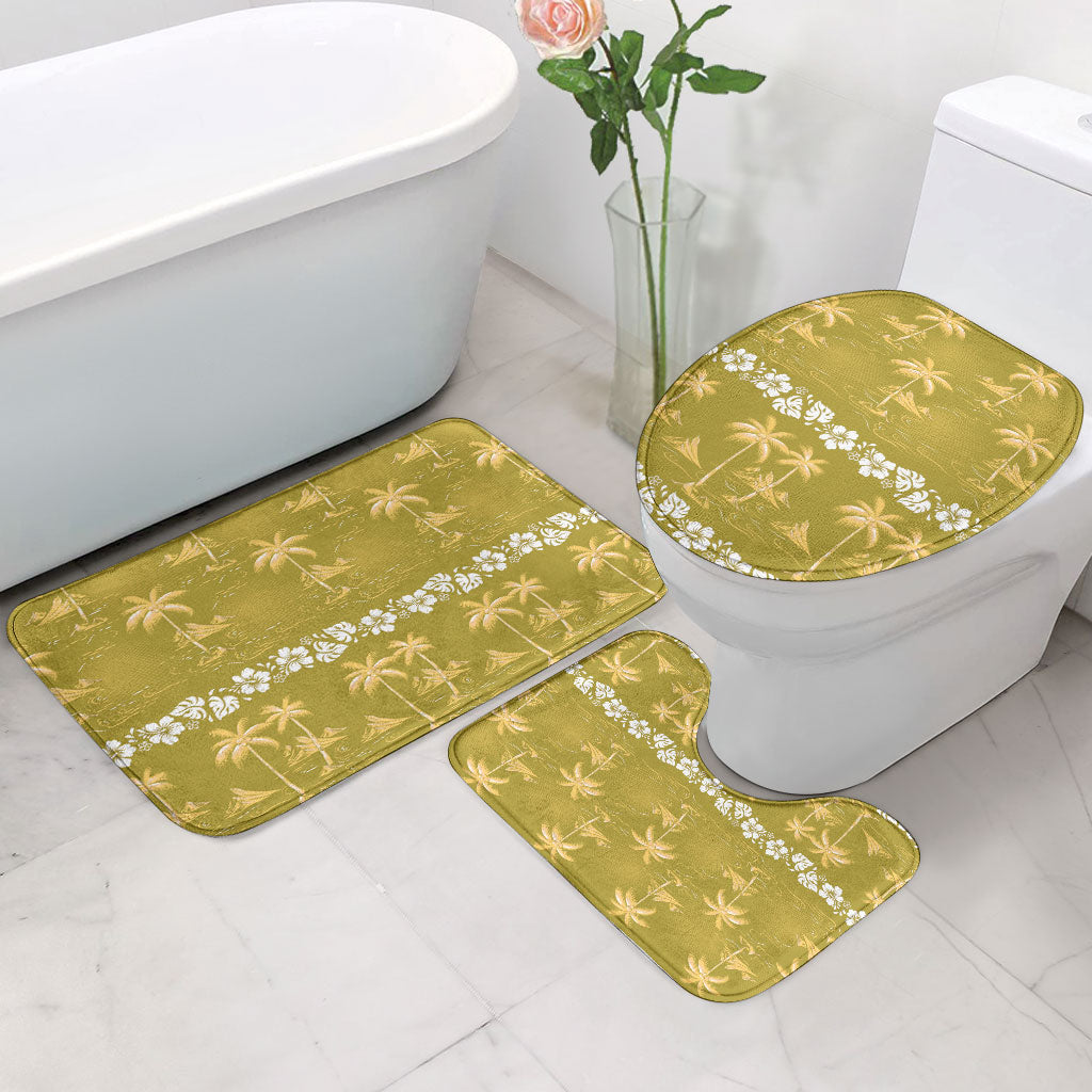 Yellow Hawaii Palm Tree Hibiscus Bathroom Set Fantasy Summer Vibe LT01 - Polynesian Pride