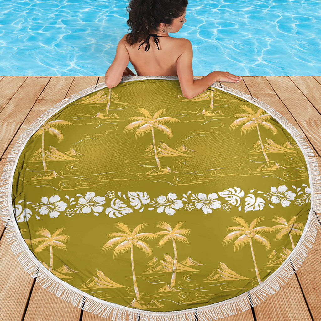 Yellow Hawaii Palm Tree Hibiscus Beach Blanket Fantasy Summer Vibe LT01 - Polynesian Pride