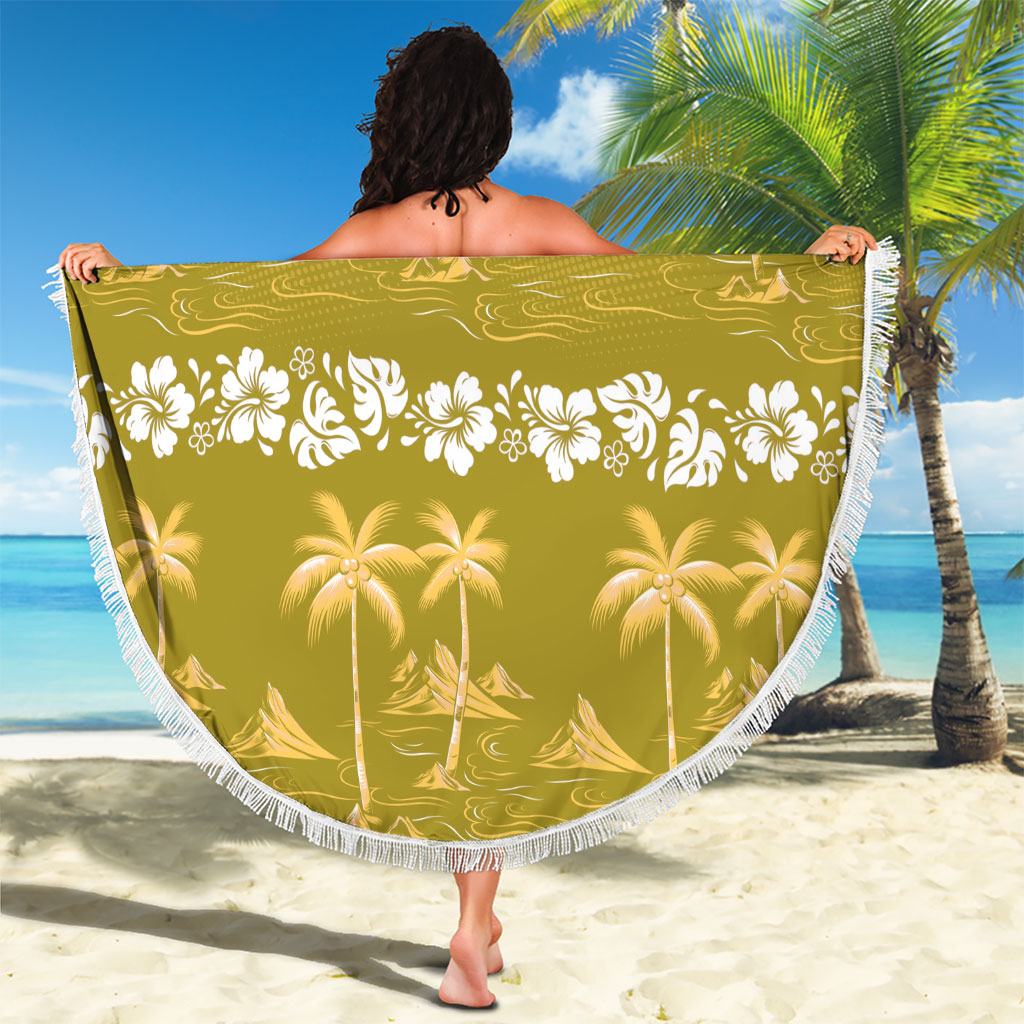 Yellow Hawaii Palm Tree Hibiscus Beach Blanket Fantasy Summer Vibe LT01 - Polynesian Pride