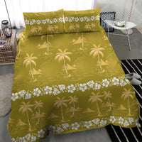 Yellow Hawaii Palm Tree Hibiscus Bedding Set Fantasy Summer Vibe LT01 - Polynesian Pride