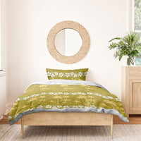 Yellow Hawaii Palm Tree Hibiscus Bedding Set Fantasy Summer Vibe LT01 - Polynesian Pride