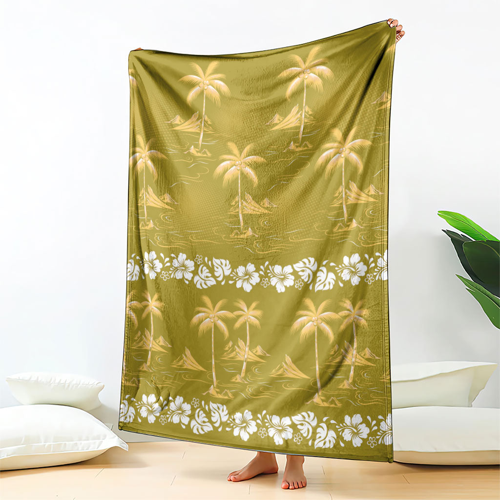Yellow Hawaii Palm Tree Hibiscus Blanket Fantasy Summer Vibe LT01 - Polynesian Pride