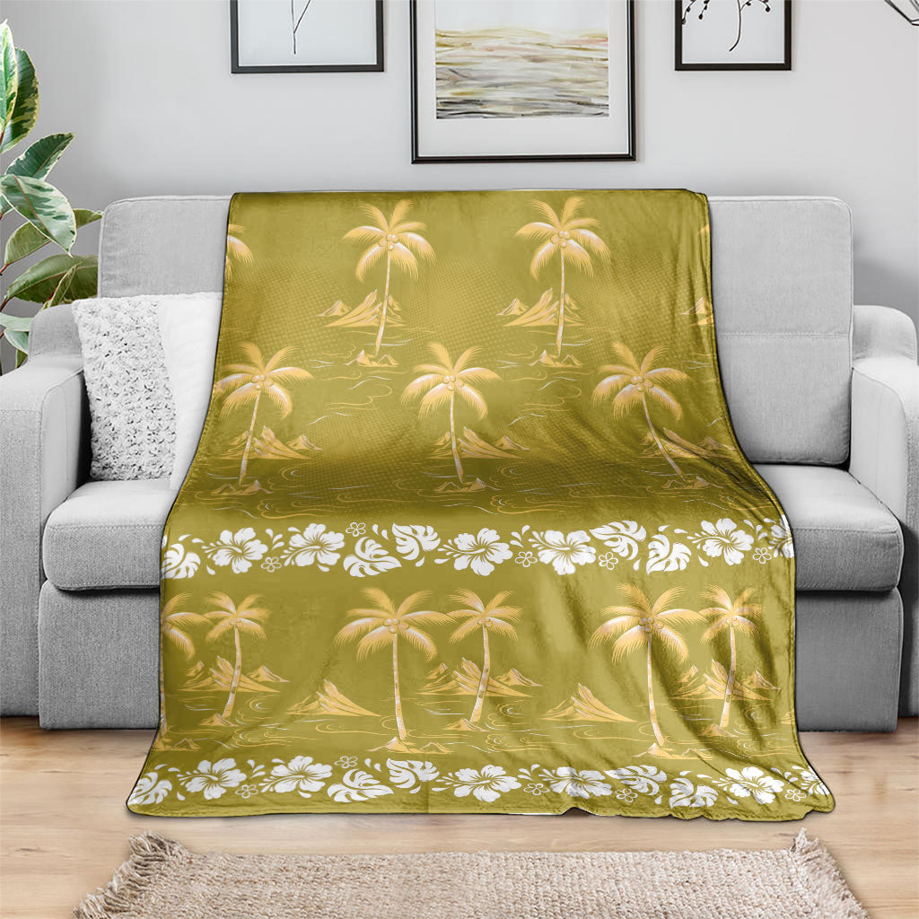 Yellow Hawaii Palm Tree Hibiscus Blanket Fantasy Summer Vibe LT01 - Polynesian Pride
