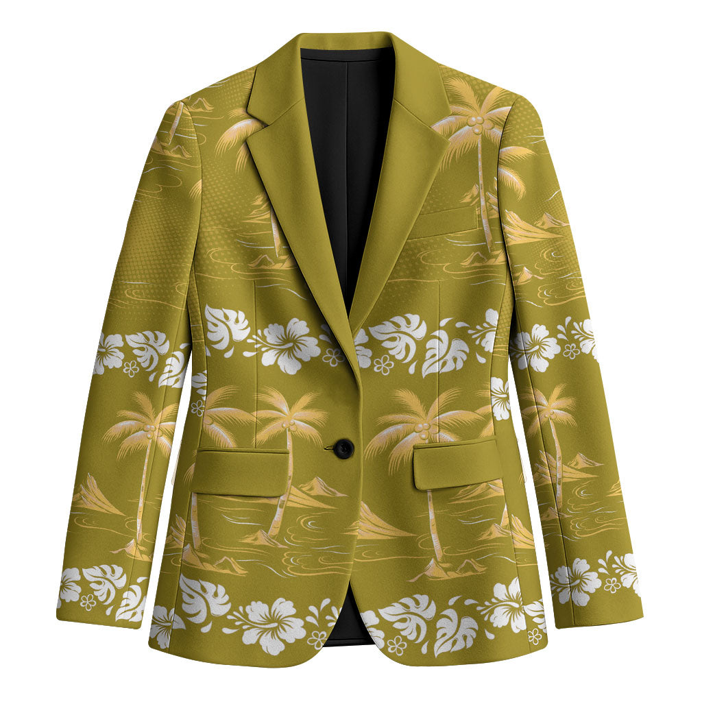 Yellow Hawaii Palm Tree Hibiscus Blazer Fantasy Summer Vibe LT01 Unisex Yellow - Polynesian Pride