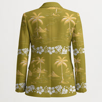 Yellow Hawaii Palm Tree Hibiscus Blazer Fantasy Summer Vibe LT01 - Polynesian Pride