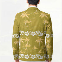 Yellow Hawaii Palm Tree Hibiscus Blazer Fantasy Summer Vibe LT01 - Polynesian Pride