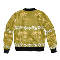 Yellow Hawaii Palm Tree Hibiscus Bomber Jacket Fantasy Summer Vibe LT01 - Polynesian Pride