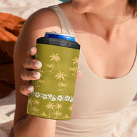 Yellow Hawaii Palm Tree Hibiscus 4 in 1 Can Cooler Tumbler Fantasy Summer Vibe LT01 - Polynesian Pride