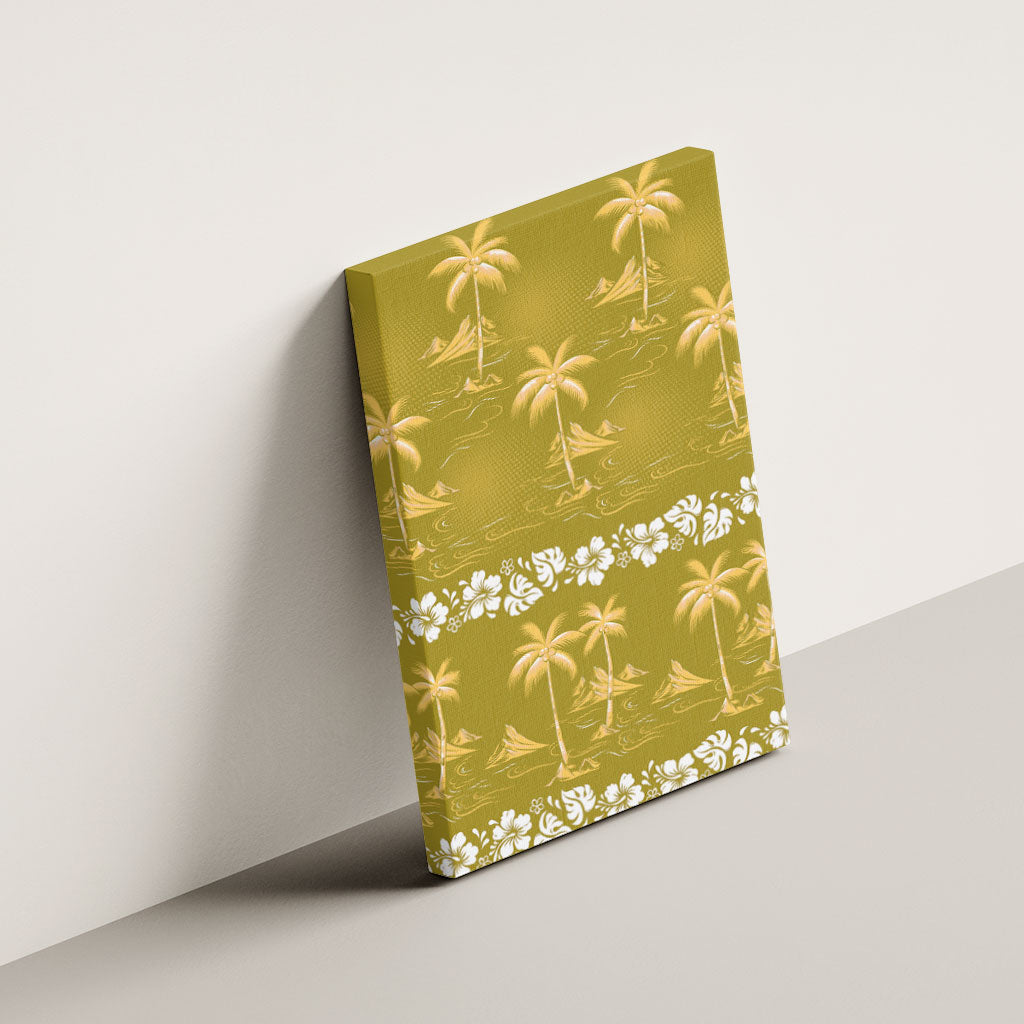 Yellow Hawaii Palm Tree Hibiscus Canvas Wall Art Fantasy Summer Vibe LT01 - Polynesian Pride