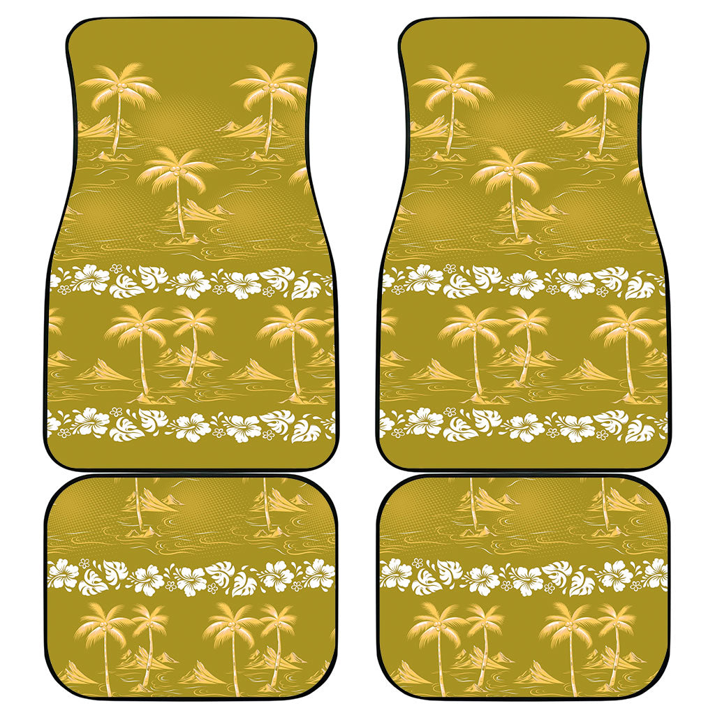 Yellow Hawaii Palm Tree Hibiscus Car Mats Fantasy Summer Vibe LT01 - Polynesian Pride