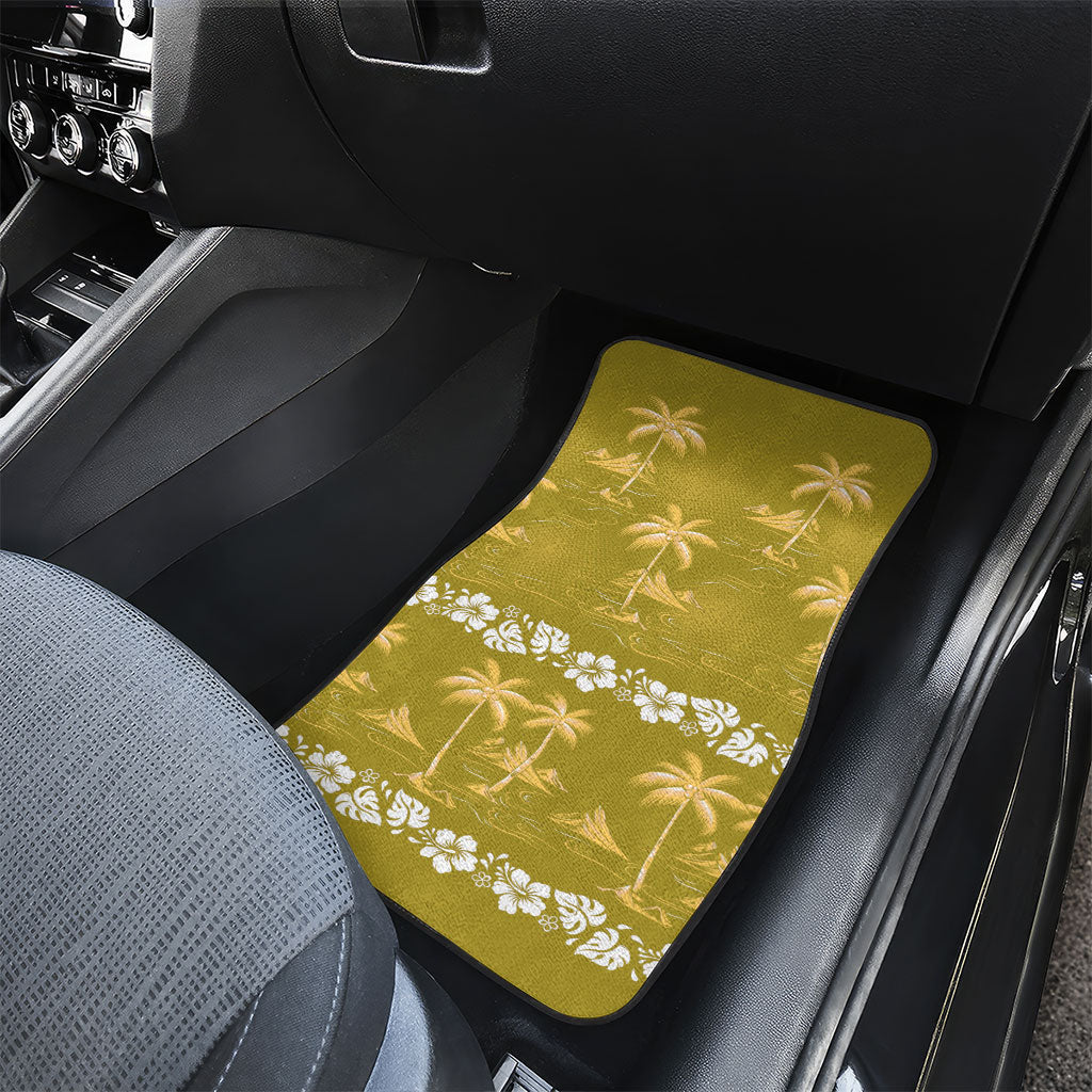 Yellow Hawaii Palm Tree Hibiscus Car Mats Fantasy Summer Vibe LT01 - Polynesian Pride