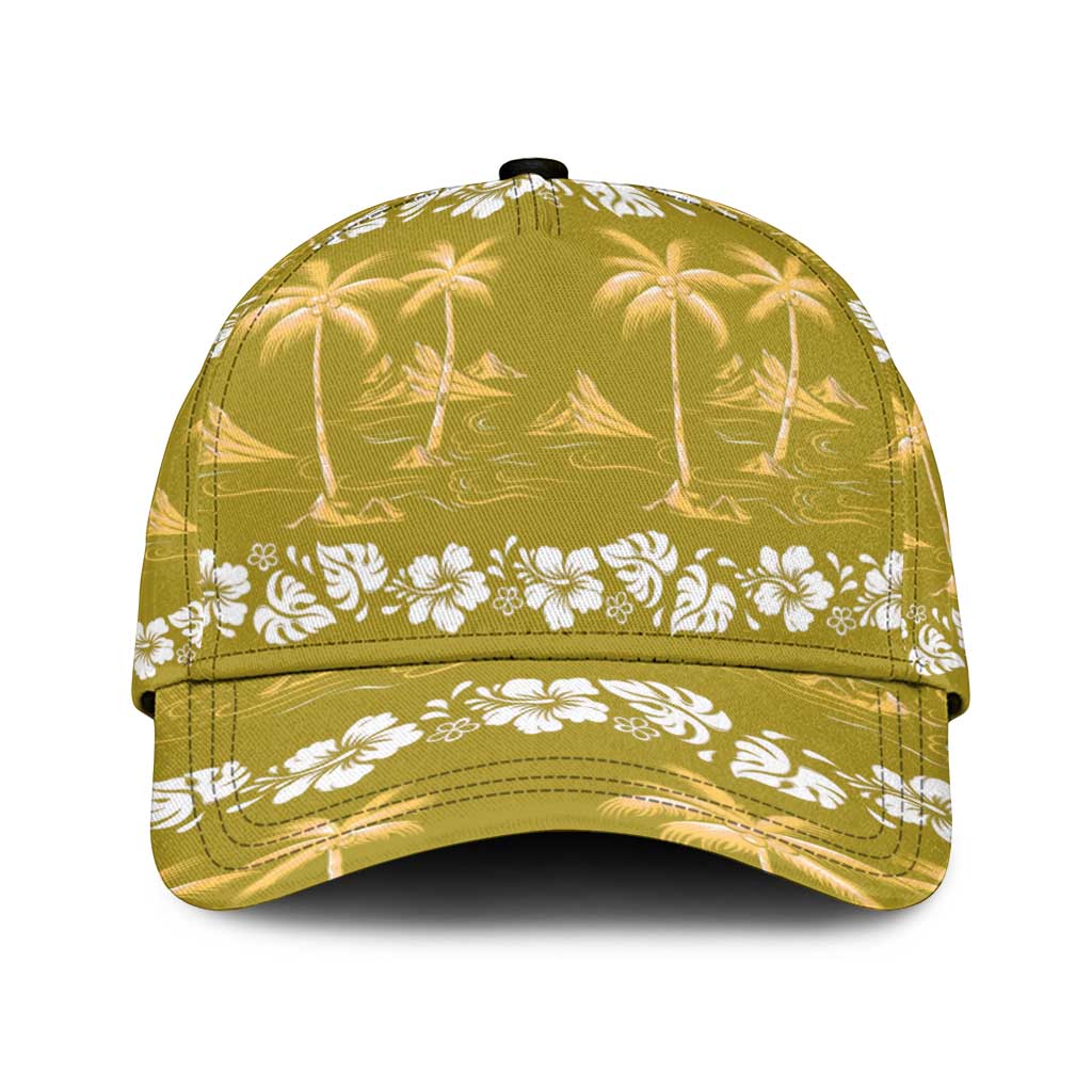 Yellow Hawaii Palm Tree Hibiscus Classic Cap Fantasy Summer Vibe LT01 Universal Fit Yellow - Polynesian Pride