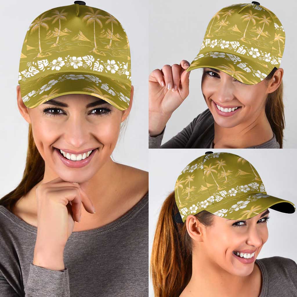 Yellow Hawaii Palm Tree Hibiscus Classic Cap Fantasy Summer Vibe LT01 - Polynesian Pride