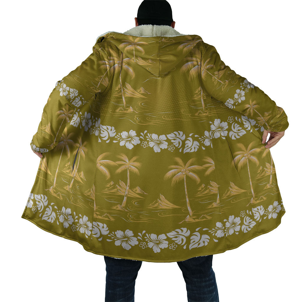 Yellow Hawaii Palm Tree Hibiscus Cloak Fantasy Summer Vibe LT01 - Polynesian Pride