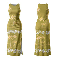 Yellow Hawaii Palm Tree Hibiscus Couples Matching Tank Maxi Dress and Long Sleeve Button Shirt Fantasy Summer Vibe LT01 - Polynesian Pride