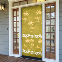 Yellow Hawaii Palm Tree Hibiscus Door Cover Fantasy Summer Vibe LT01 - Polynesian Pride