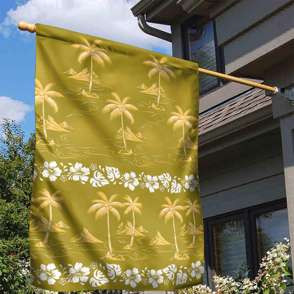 Yellow Hawaii Palm Tree Hibiscus Garden Flag Fantasy Summer Vibe LT01 - Polynesian Pride