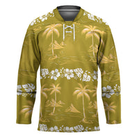 Yellow Hawaii Palm Tree Hibiscus Hockey Jersey Fantasy Summer Vibe LT01 Unisex Yellow - Polynesian Pride