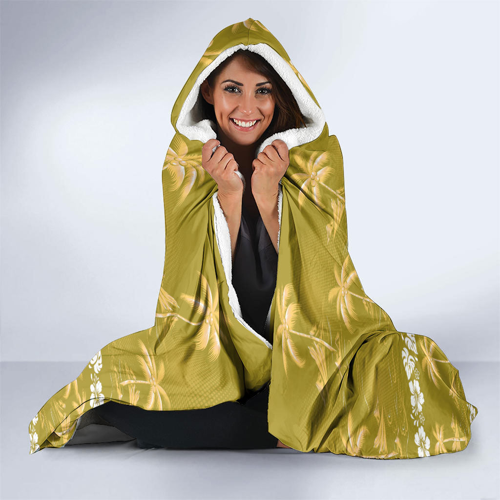 Yellow Hawaii Palm Tree Hibiscus Hooded Blanket Fantasy Summer Vibe LT01 - Polynesian Pride