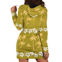 Yellow Hawaii Palm Tree Hibiscus Hoodie Dress Fantasy Summer Vibe LT01 - Polynesian Pride