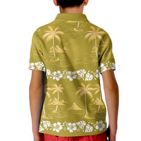 Yellow Hawaii Palm Tree Hibiscus Kid Polo Shirt Fantasy Summer Vibe LT01 - Polynesian Pride