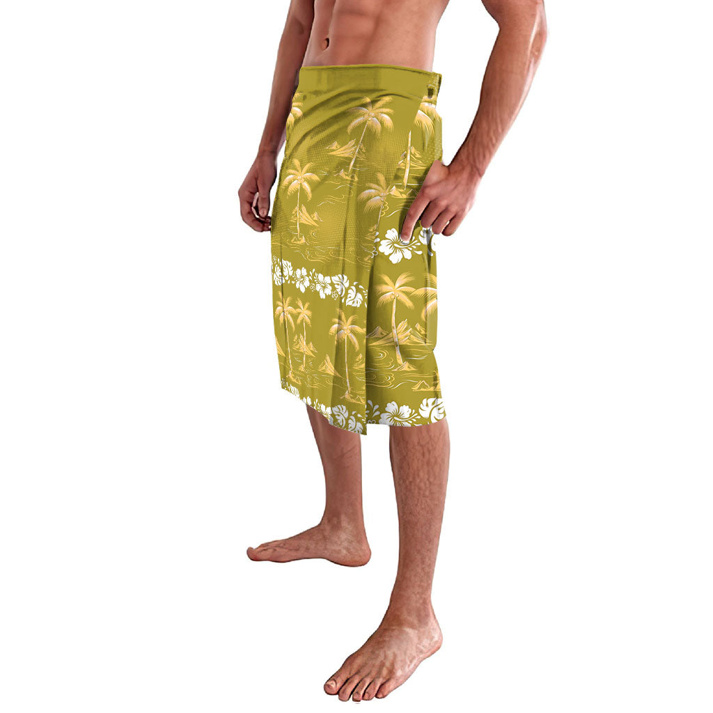 Yellow Hawaii Palm Tree Hibiscus Lavalava Fantasy Summer Vibe LT01 - Polynesian Pride