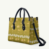 Yellow Hawaii Palm Tree Hibiscus Leather Bag Fantasy Summer Vibe LT01 Yellow - Polynesian Pride