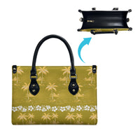 Yellow Hawaii Palm Tree Hibiscus Leather Bag Fantasy Summer Vibe LT01 - Polynesian Pride
