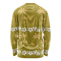 Yellow Hawaii Palm Tree Hibiscus Long Sleeve Shirt Fantasy Summer Vibe LT01 - Polynesian Pride