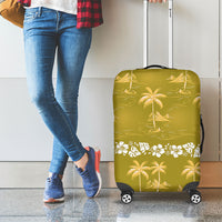 Yellow Hawaii Palm Tree Hibiscus Luggage Cover Fantasy Summer Vibe LT01 - Polynesian Pride