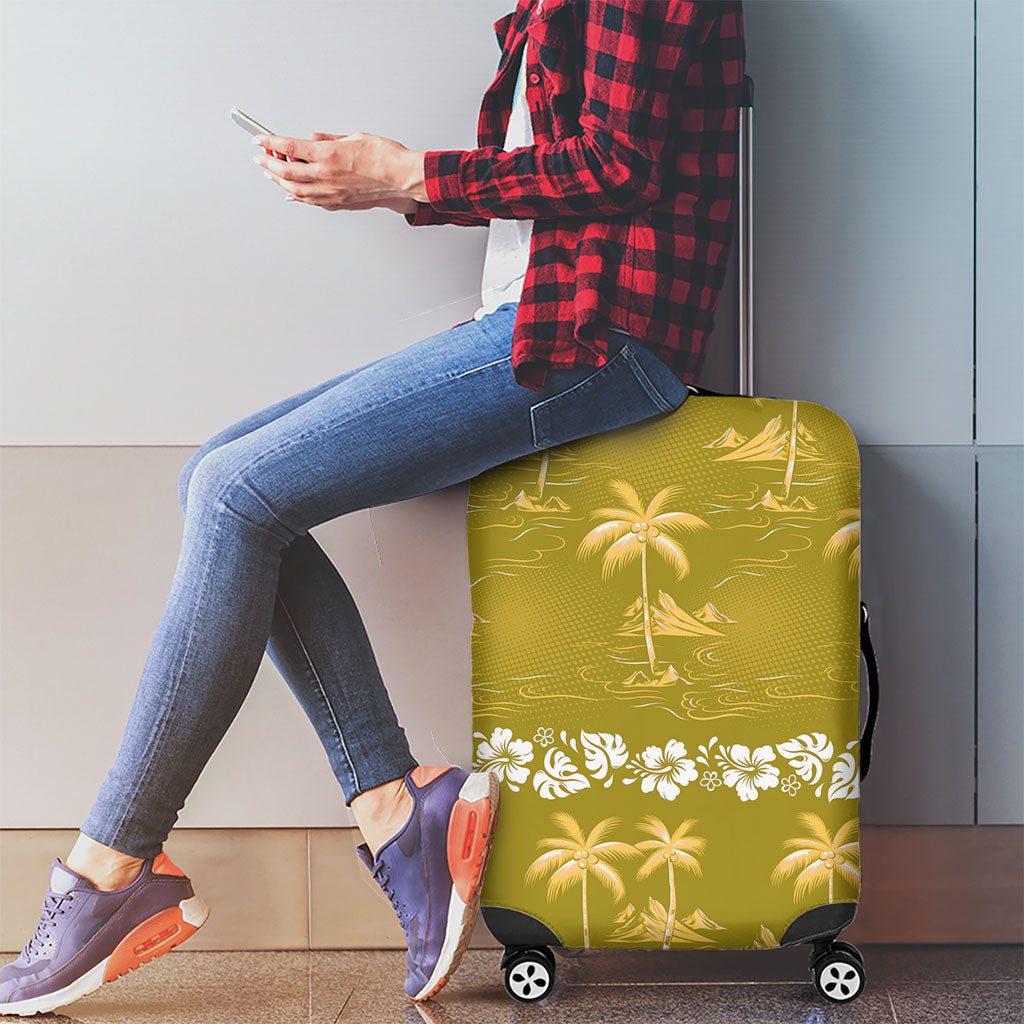 Yellow Hawaii Palm Tree Hibiscus Luggage Cover Fantasy Summer Vibe LT01 - Polynesian Pride