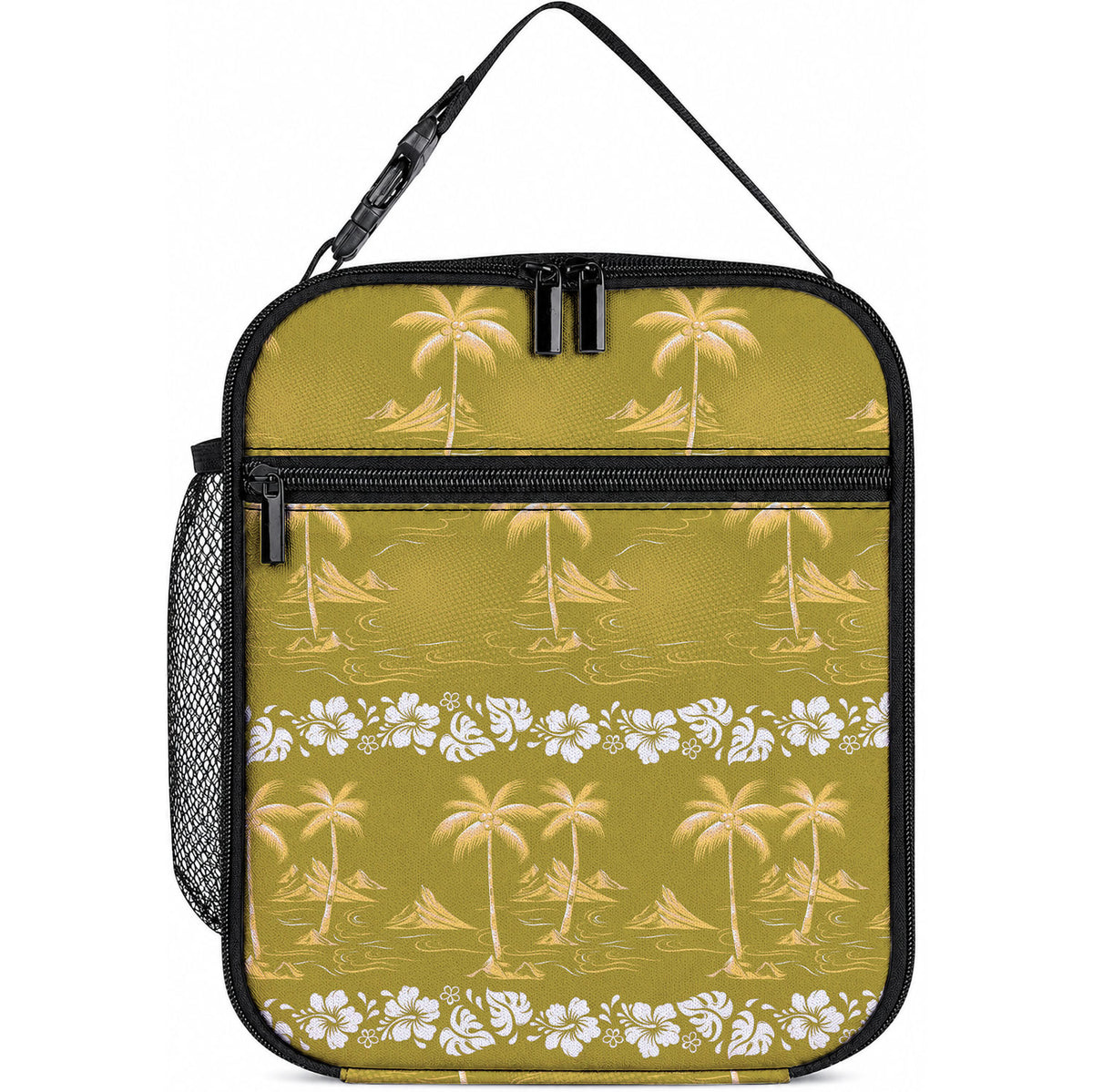 Yellow Hawaii Palm Tree Hibiscus Lunch Bag Fantasy Summer Vibe