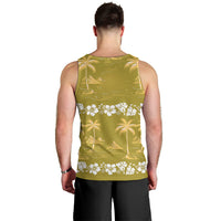 Yellow Hawaii Palm Tree Hibiscus Men Tank Top Fantasy Summer Vibe LT01 - Polynesian Pride