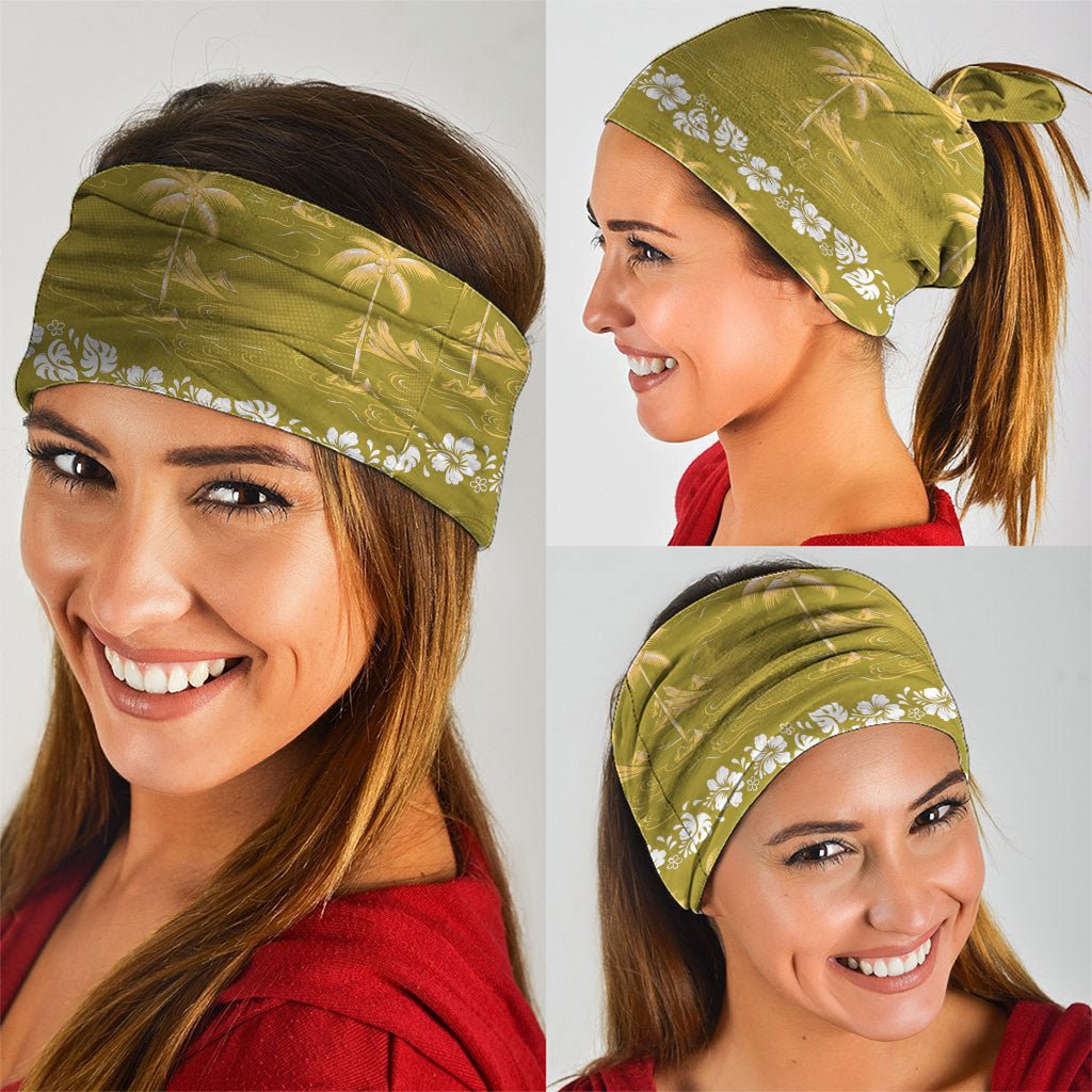 Yellow Hawaii Palm Tree Hibiscus Neck Gaiter Fantasy Summer Vibe LT01 - Polynesian Pride