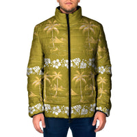 Yellow Hawaii Palm Tree Hibiscus Padded Jacket Fantasy Summer Vibe LT01 Men Yellow - Polynesian Pride