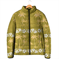 Yellow Hawaii Palm Tree Hibiscus Padded Jacket Fantasy Summer Vibe LT01 - Polynesian Pride