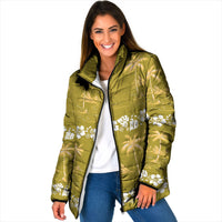 Yellow Hawaii Palm Tree Hibiscus Padded Jacket Fantasy Summer Vibe LT01 Women Yellow - Polynesian Pride
