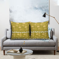 Yellow Hawaii Palm Tree Hibiscus Pillow Cover Fantasy Summer Vibe LT01 - Polynesian Pride