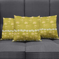 Yellow Hawaii Palm Tree Hibiscus Pillow Cover Fantasy Summer Vibe LT01 - Polynesian Pride