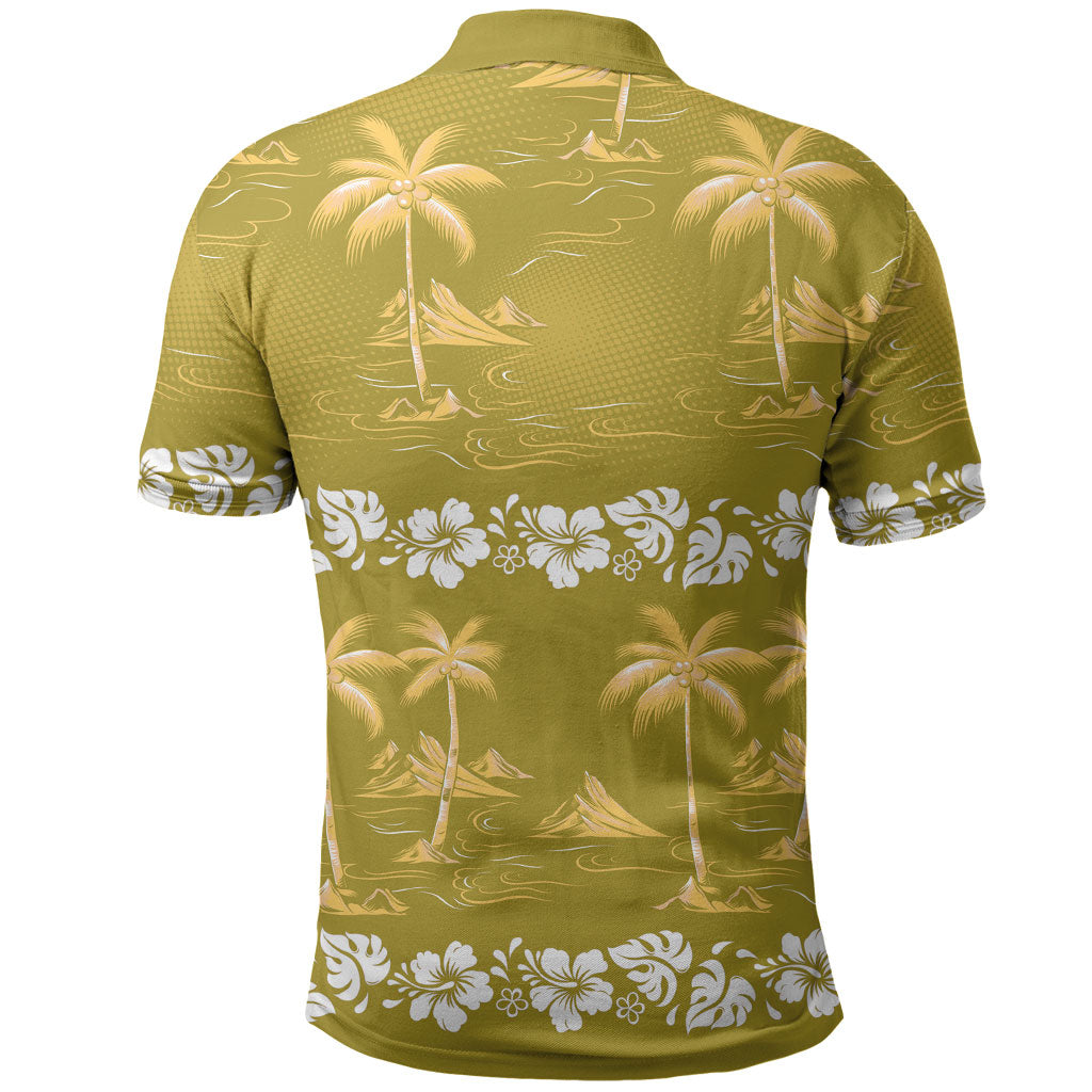 Yellow Hawaii Palm Tree Hibiscus Polo Shirt Fantasy Summer Vibe LT01 - Polynesian Pride