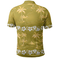 Yellow Hawaii Palm Tree Hibiscus Polo Shirt Fantasy Summer Vibe LT01 - Polynesian Pride