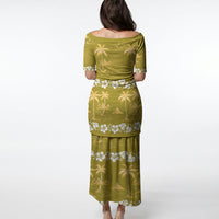 Yellow Hawaii Palm Tree Hibiscus Puletasi Fantasy Summer Vibe LT01 - Polynesian Pride
