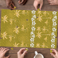 Yellow Hawaii Palm Tree Hibiscus Puzzle Fantasy Summer Vibe LT01 - Polynesian Pride