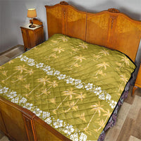 Yellow Hawaii Palm Tree Hibiscus Quilt Fantasy Summer Vibe LT01 - Polynesian Pride