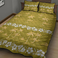 Yellow Hawaii Palm Tree Hibiscus Quilt Bed Set Fantasy Summer Vibe LT01 - Polynesian Pride