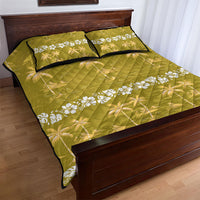Yellow Hawaii Palm Tree Hibiscus Quilt Bed Set Fantasy Summer Vibe LT01 - Polynesian Pride