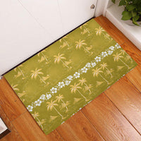 Yellow Hawaii Palm Tree Hibiscus Rubber Doormat Fantasy Summer Vibe LT01 - Polynesian Pride