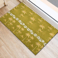 Yellow Hawaii Palm Tree Hibiscus Rubber Doormat Fantasy Summer Vibe LT01 - Polynesian Pride